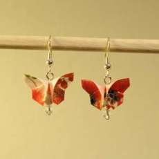 Origami butterfly earrings pink