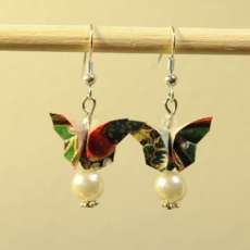 Origami butterfly earrings black and gold