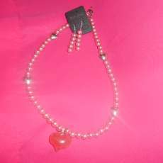 Glass Bead Heart Necklace