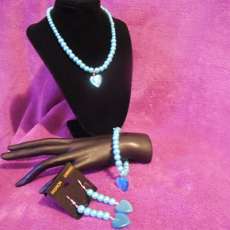 3 pc. Peacock Blue Beaded Necklace