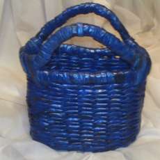 Blue Woven Purse/Basket w/handle