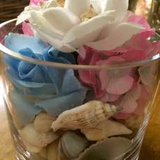 Seashell and Floral Glass Arrangement