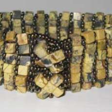 DOUBLE JASPER AND BRONZE CUBED BRACELET