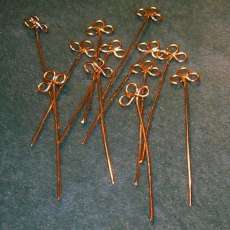Handcrafted Clover Gold Tone Head Pins - 20 gauge - 4 inch