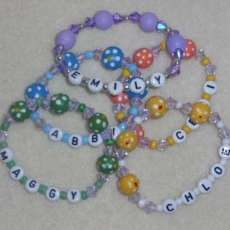 Girls Personalized Wooden Beaded Party Favor Name Bracelets