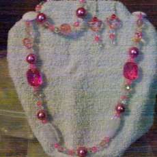 Beautiful Handmade Pink and white necklace set