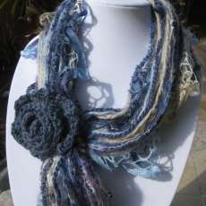 Faded Jeans Fringe Scarf