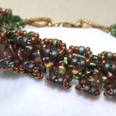 Green and Bronze Zipper Bracelet