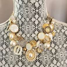 Golden Pearl Staement charm necklace