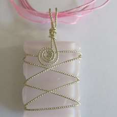 Pink Dichroic Pendant Wire Sculpted