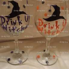 Drink Up Witches Wine Glasses