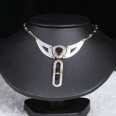 Tourmaline slab & crystal necklace