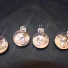 4 "Beach in a bubble" clear glass Christma Ornament small