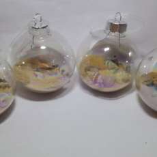 4 "Beach in a bubble" clear glass Christma Ornament Large