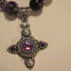 2.43ctw Mystic Quartz, African Amethyst And silver pendant with amethyst beads