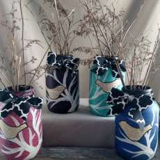 Literature Bird Jars - Recycled Glass - Vintage Book Pages