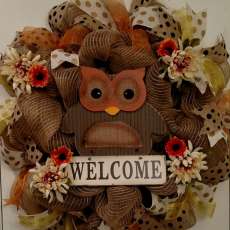 Burlap Owl Wreath