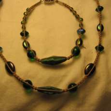 macrame & glass beads necklace and braclet