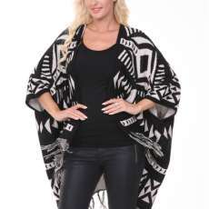 Cherokee Print Fringe Sweater Wrap