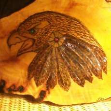 Hancrafted woodburned Eagle