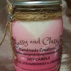 16 oz Jar. Strawberries and Cream Soy Candle