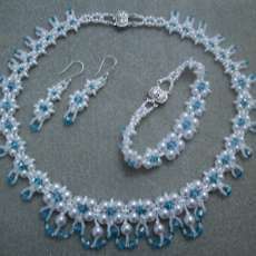 Pearl & Crystal Wedding Necklace, Bracelet & Earring Set