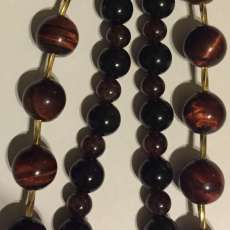 Red Tiger Eye with Obsidian and Garnet Necklace
