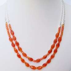 2 Strand Carnelian and Sterling Silver Necklace