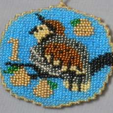 Ornament, Handed beaded "A Partridge in a Pear Tree"