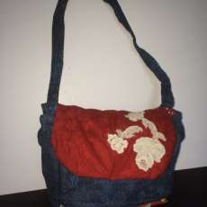 Blue and red shoulder bag