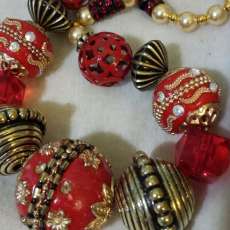 JJ Baubles and Bling Necklace/Red & Gold