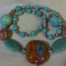 JJ Baubles and Bling Necklace/Turquoise and Caramel