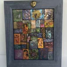 Polymer clay mosaic with ladies