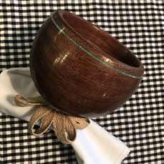 Small Hardwood Bowl with Turquoise Insert - Free Shipping