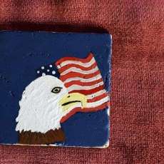 American Flag With Bald Eagle Coaster or Rock