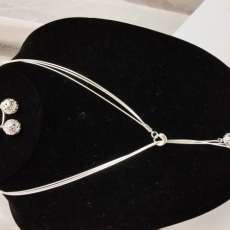 925 Sterling Silver triple Layer Choker with matching bracelet