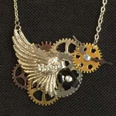 Silver Time Wing Necklace