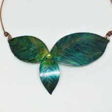 Verdigras & Jade "Leaf" Cluster Necklace
