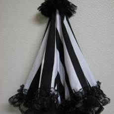 Black White Stripe Satin Parasol