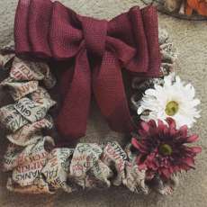 Fall/Harvest print wreath with bow