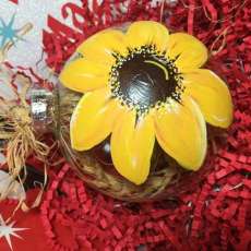 Glass ornaments with hand painted sunflower