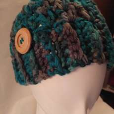 Crochet Shades of Blue and Gray Ponytail Hat