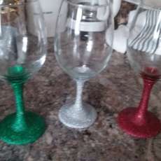 Glittered wine stemed glasses
