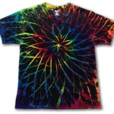 Tie Dye • L • Black Rainbow Spirograph T-Shirt • Cotton • 2Dye4 Distinctive Tie Dye