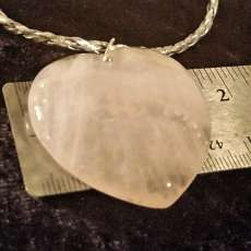 Romantic Rose Quartz Heart Pendant on Sterling Bale w Silver Braided Leather Necklace