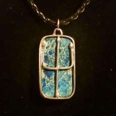 Soothing Sea Sediment Jasper Pendant in Sterling Bezel on Braided Leather Necklace w Sterling Clasp