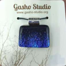 Dichroic fused glass pendant with chain