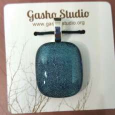 Hand crafted, fused Dichroic glass pendant with chain