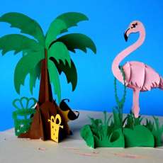 Handmade Pop Up 3D Flamingo Greeting Card
