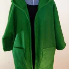 Green Hooded Open Cardigan